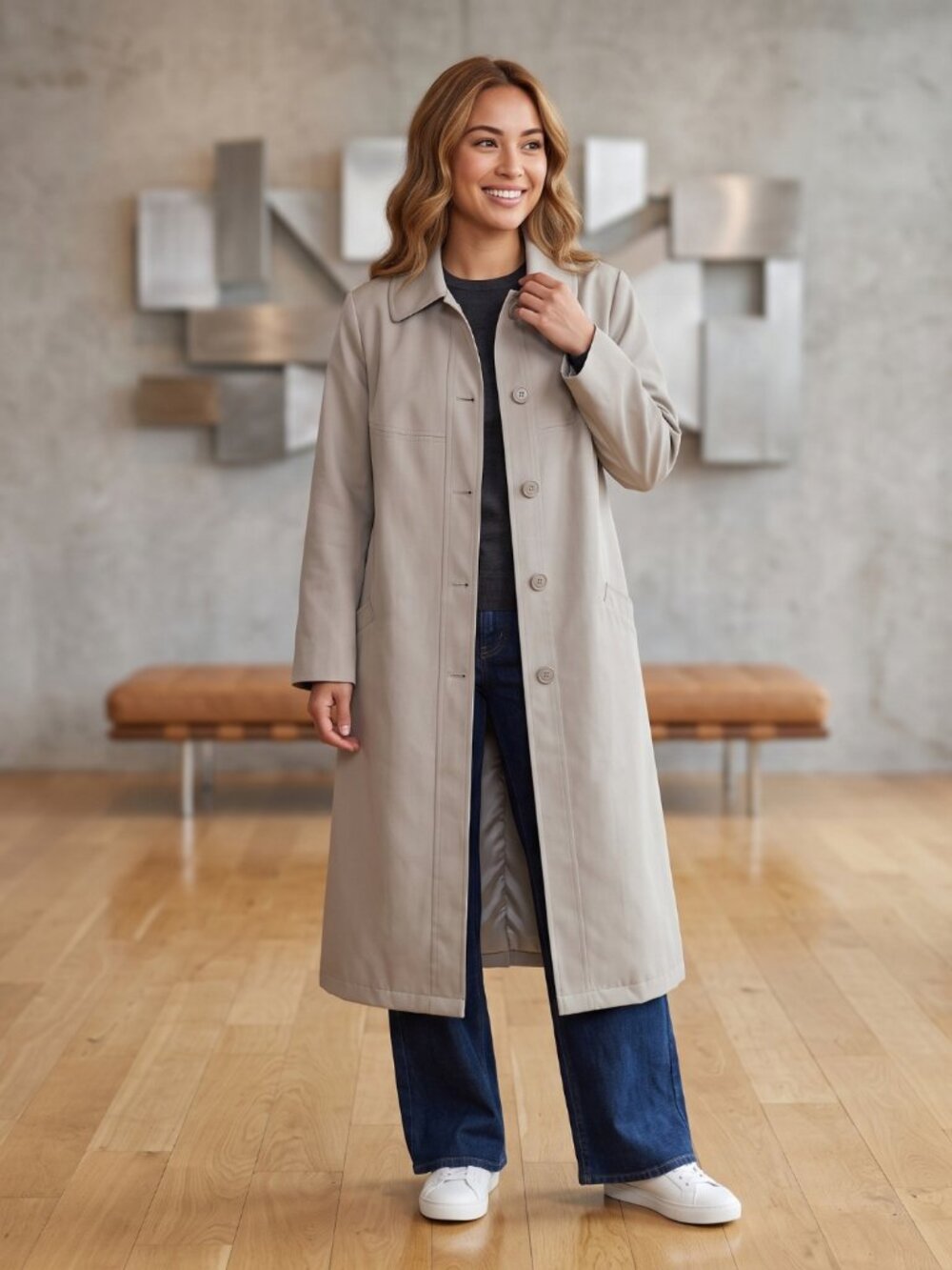 Vintage Misty Harbor Classic Neutral Trench Coat Long 10P